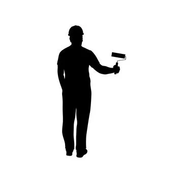 Builder worker silhouette vector Stock Illustration