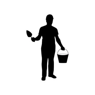 Builder worker silhouette vector Illustrazione stock