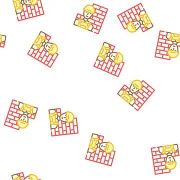 Builder worker vector seamless pattern Stock Illustration