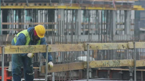 Builder Working On Construcion Stock Footage 47927772