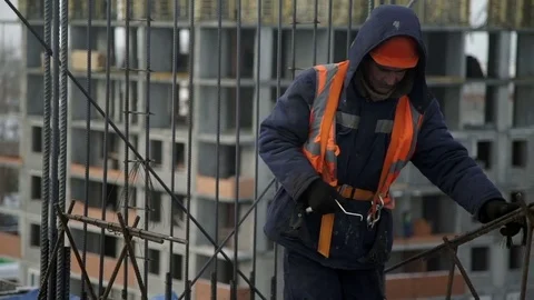 Builder works on the roof Stock Footage 82136165