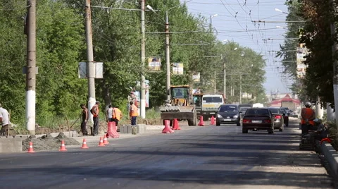 Builders are building roads Stock Footage 64277688
