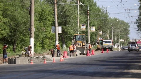Builders are building roads Stock Footage 64277777
