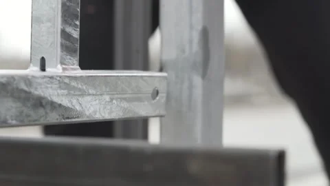 Builders assemble an iron structure, Stock Footage 287988983