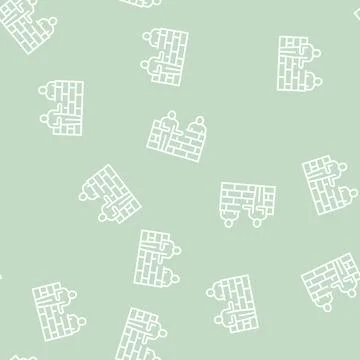 Builders building wall line seamless pattern Stock Illustration