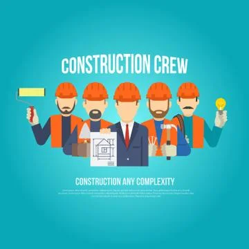 Builders Concept Flat Illustrazione stock
