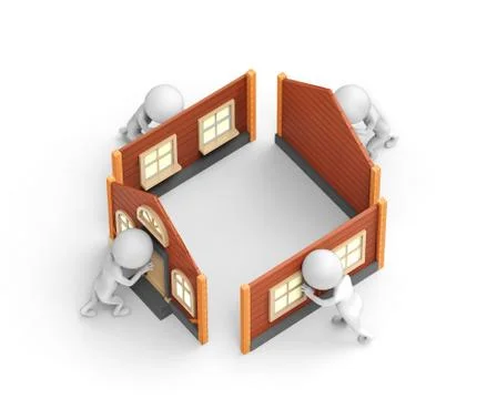Builders construct the house Illustrazione stock