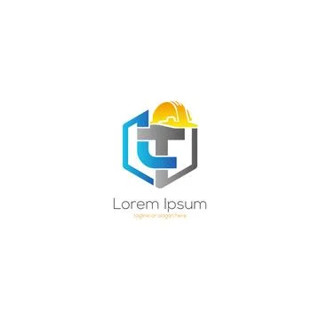 Builders Construction LT Logo Design Blue And Gray Stock Illustration