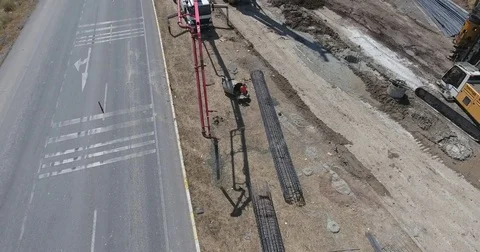 Builders On A Construction Site. Drilling Wells For Bored Piles Stock Footage 75689089