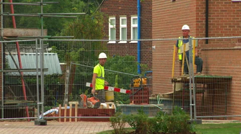 Builders on Construction Site Stock Footage 35755539