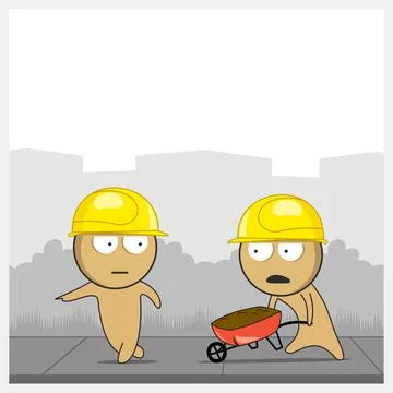 Builders at the construction site Illustrazione stock