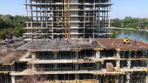 Builders at the construction site. Working process at the construction site Stock Footage 201890237