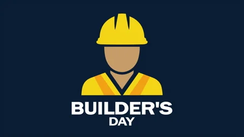 Builders day builder man logo Stock Footage 340584390