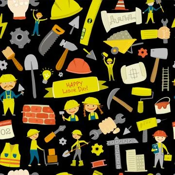 Builder's day. Seamless pattern for your design Stock Illustration