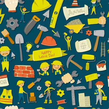 Builder's day. Seamless pattern for your design Stock Illustration