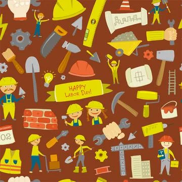 Builder's day. Seamless pattern for your design Stock Illustration