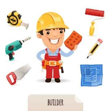 Builders icons set Stock Illustration