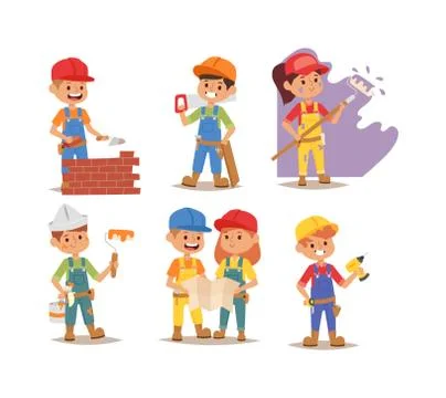 Builders kid vector 스톡 일러스트