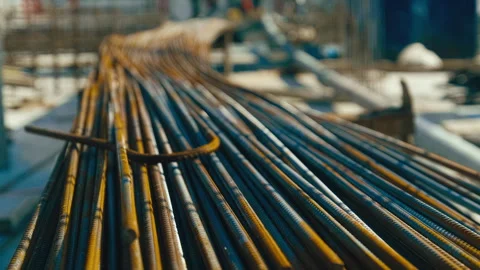 Builders Lay Metal Fittings At Construction Site Stock Footage 271332853