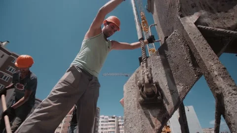Builders make a floor screed on a construction site Stock Footage 143217232