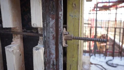 Builders make reinforcement mesh for concrete Stock Footage 163567900