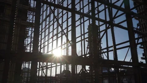 Builders make reinforcement mesh for concrete Stock Footage 163567907