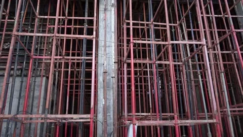 Builders make reinforcement mesh for concrete Stock Footage 163567916