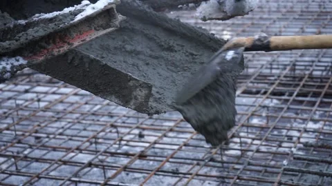 Builders make reinforcement mesh Stock Footage 163566897