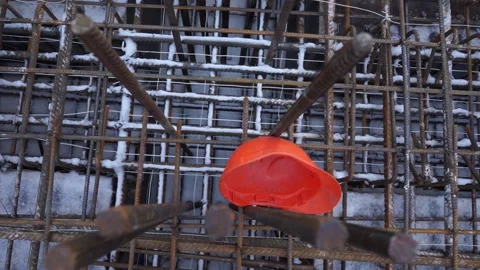 Builders make reinforcement mesh Stock Footage 163566898