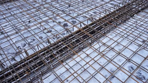 Builders make reinforcement mesh Stock Footage 163566906