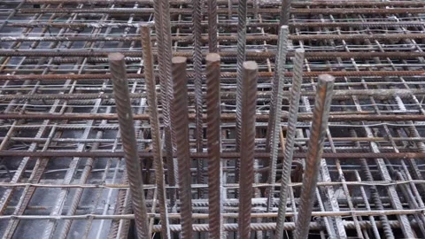 Builders make reinforcement mesh Stock Footage 163566908
