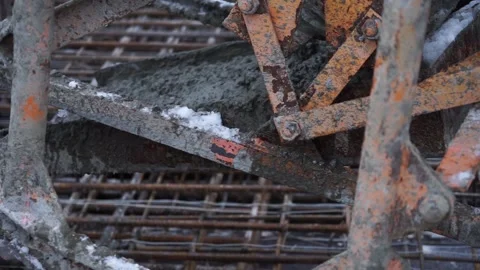 Builders make reinforcement mesh Stock Footage 163566979