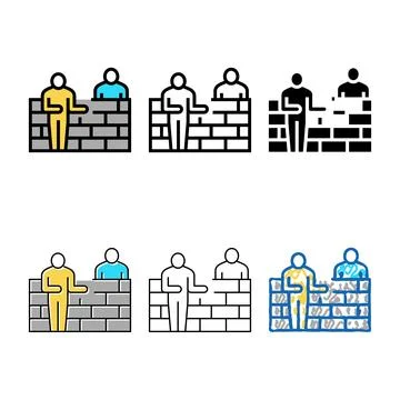 Builders pack building wall color icon vector Stock Illustration