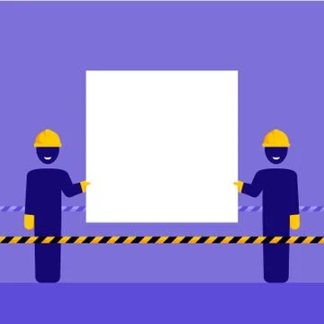 Builders shows poster for message Stock Illustration