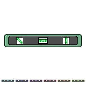 Builders spirit level checking horizontal vertical alignment Ilustración de archivo