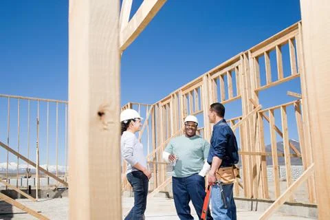 Builders taking a break Stock Photos