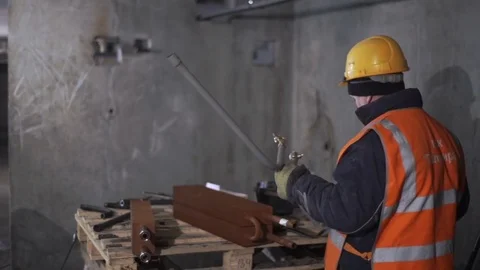 Builders work in the basement of the house Stock Footage 82295310