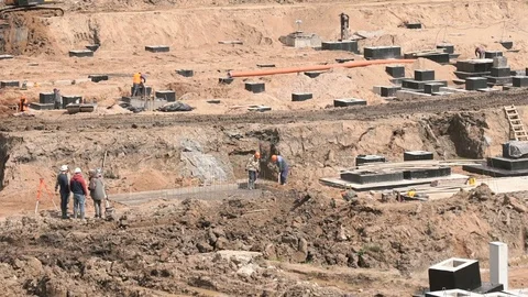 The builders work on construction site in summer Stock Footage 78322522