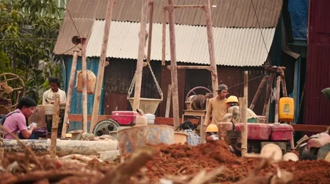 Builders at work in Yangon - Myanmar house building time lapse Stock Footage 61450015