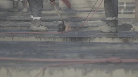 Builders working, bitumen coating, fire Stock Footage 278398121