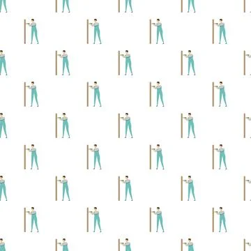 Builders working on building construction wall seamless pattern Stock Illustration
