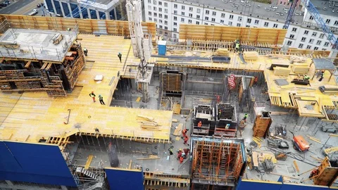 Builders working on the construction site 스톡 동영상 108629588