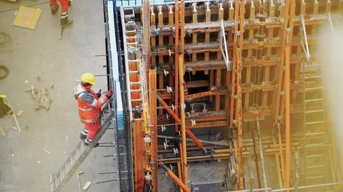 Builders working on the construction site 스톡 동영상 108629619