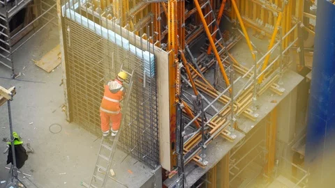 Builders working on the construction site 스톡 동영상 108629751