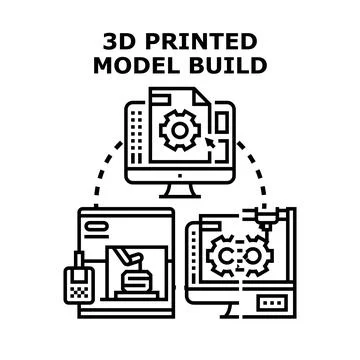 Building 3d models using additive manufacturing technology Stock Illustration