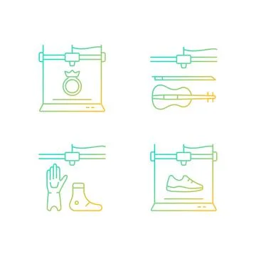 Building 3d objects process gradient linear vector icons set Ilustración de archivo