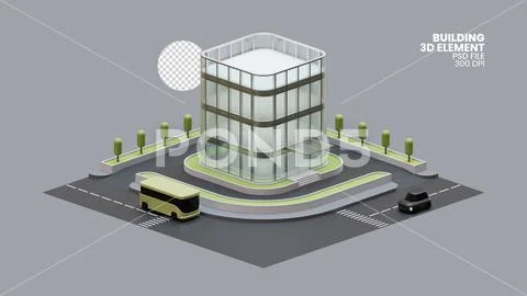 Building 3D Render Illustration Element 02 Plantilla PSD