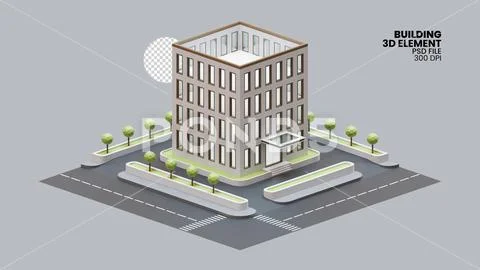 Building 3D Render Illustration Element 05 Plantilla PSD
