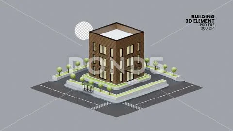 Building 3D Render Illustration Element 09 Plantilla PSD