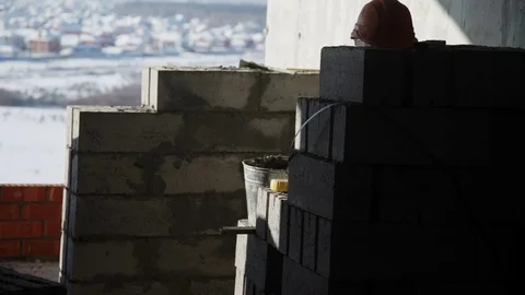 Building accessories are on the site Stock Footage 82145390
